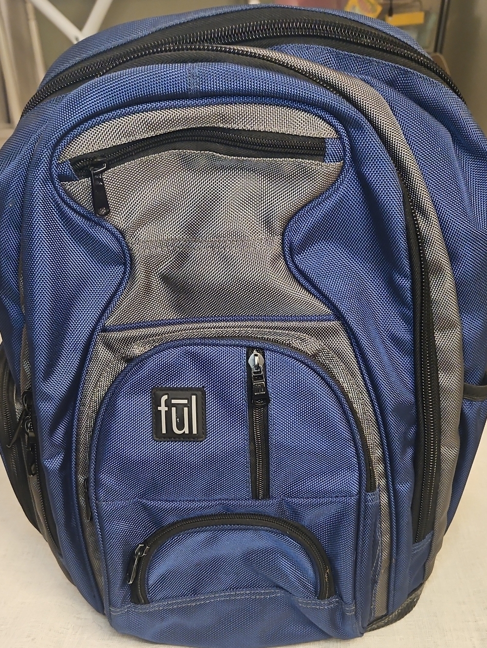 FUL Blue and Gray Men's Backpack - Durable Travel & Laptop Bag